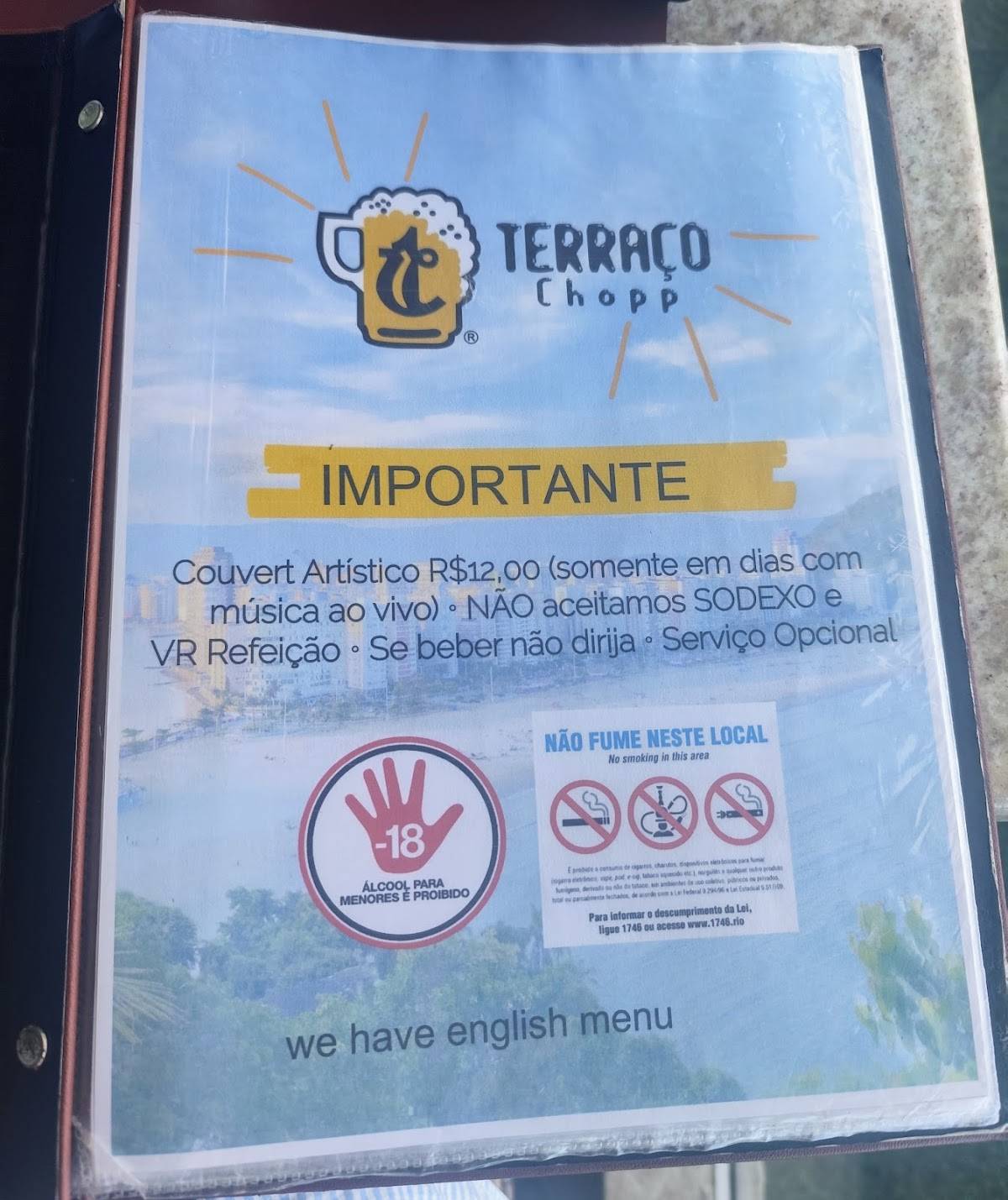 Terraço Chopp cardápio