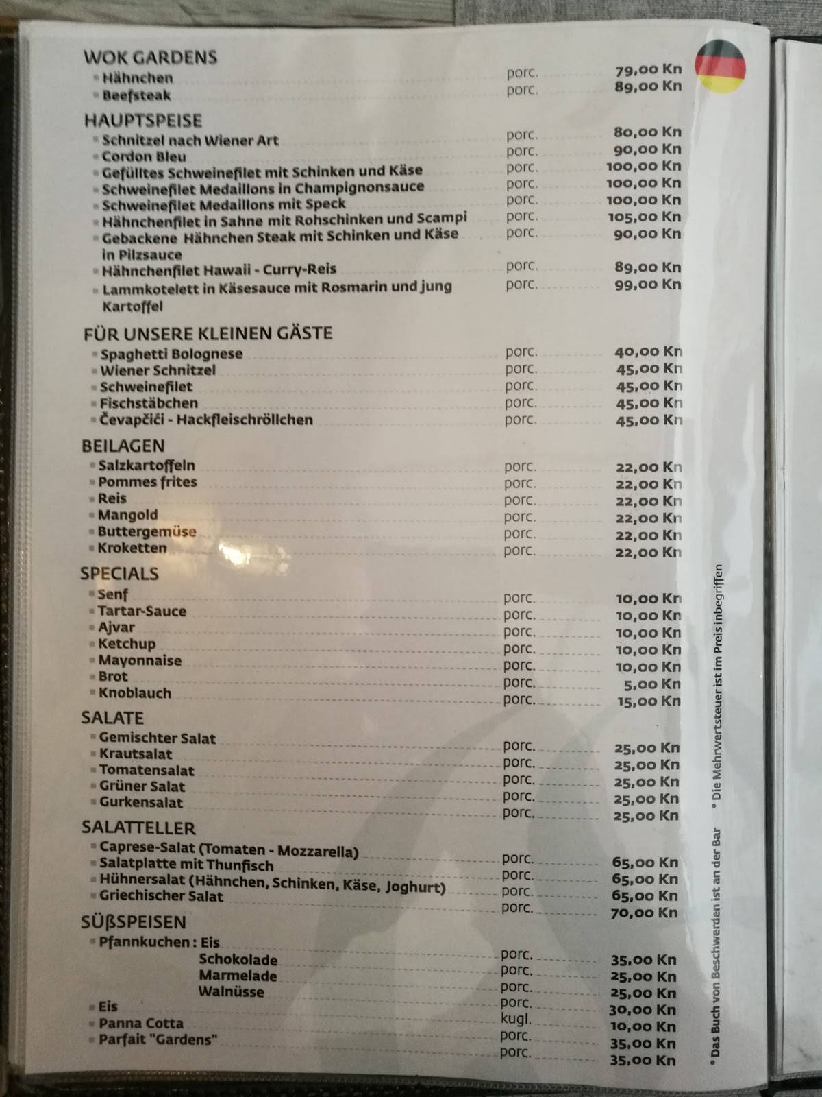 Menu di Restoran Gardens 