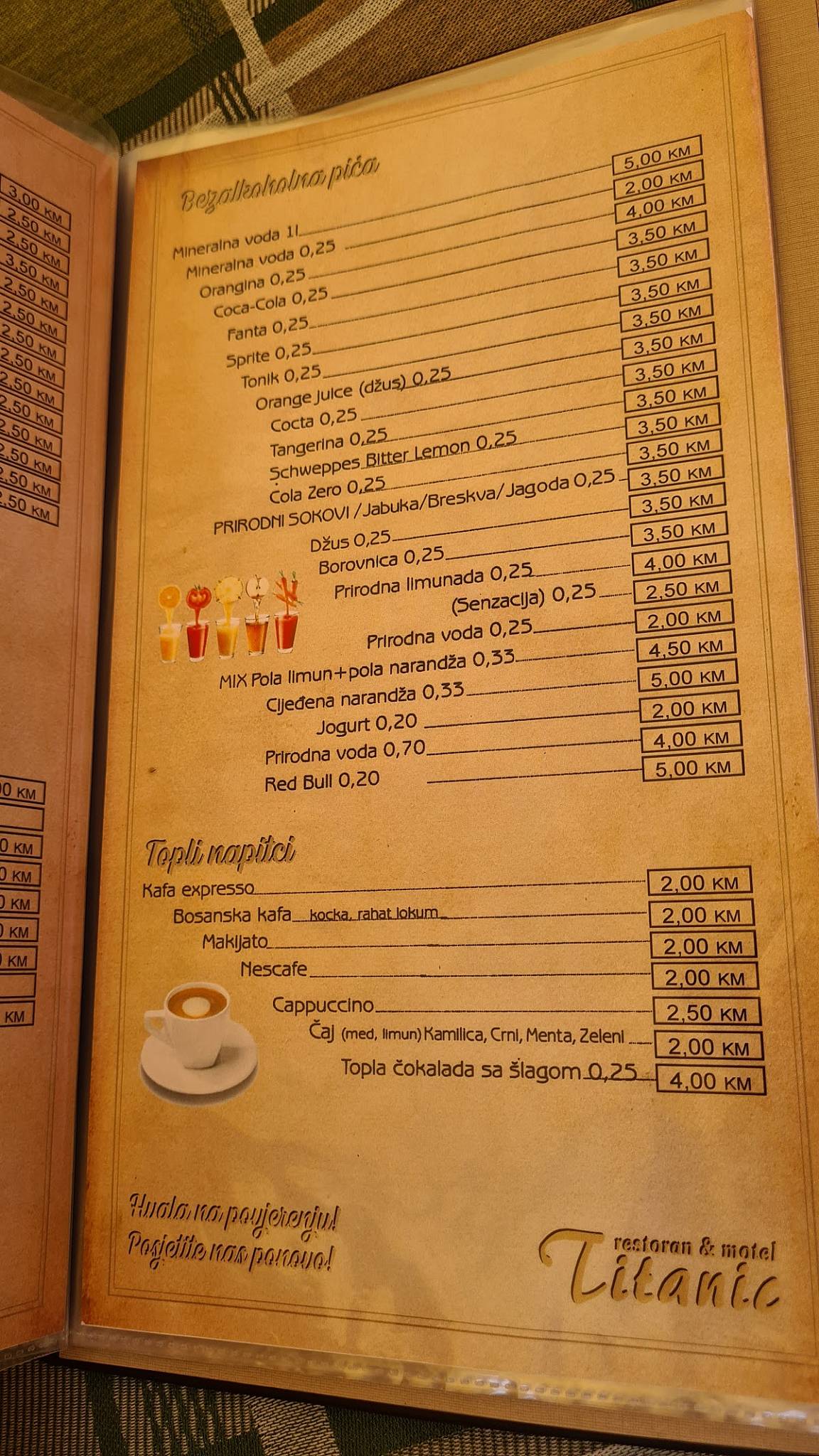 Menu at Restoran 