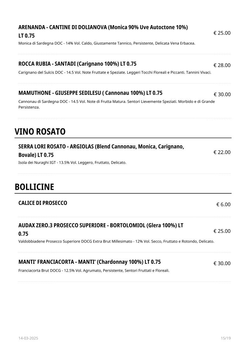 Menu di Retrò Pizzeria Olbia 