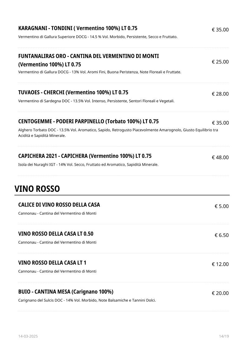 Menu di Retrò Pizzeria Olbia 