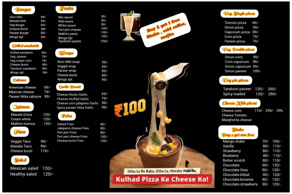 Burger wings cafe menu