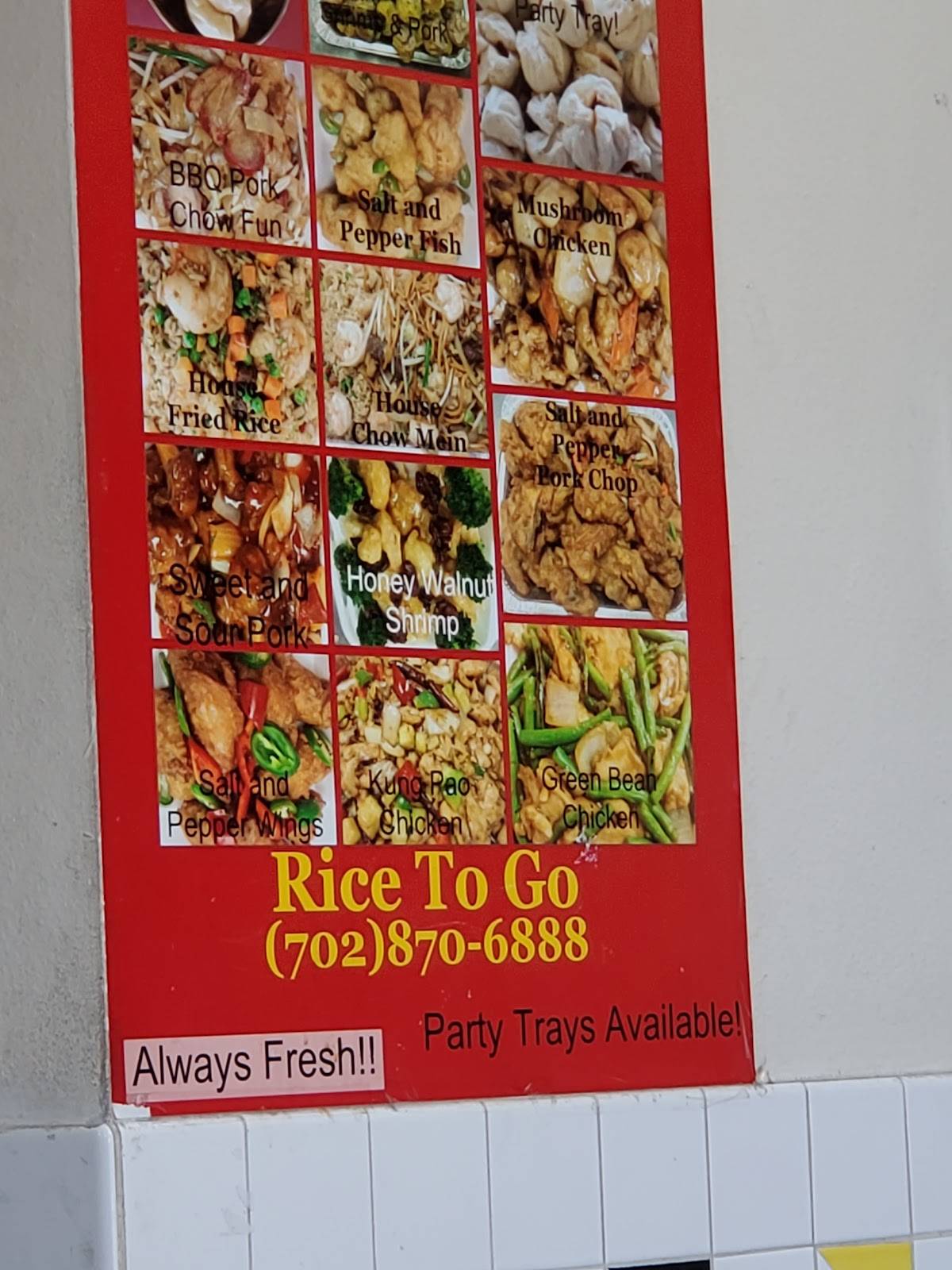 Menu at Rice to Go restaurant, Las Vegas, W Spring Mountain Rd UNIT 1