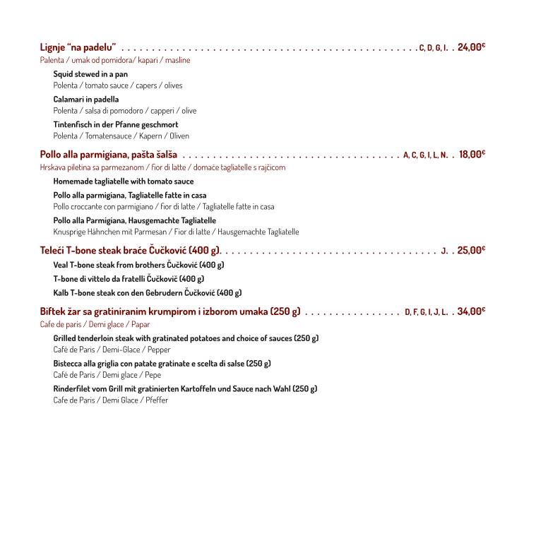 Menu di Conca d'oro 