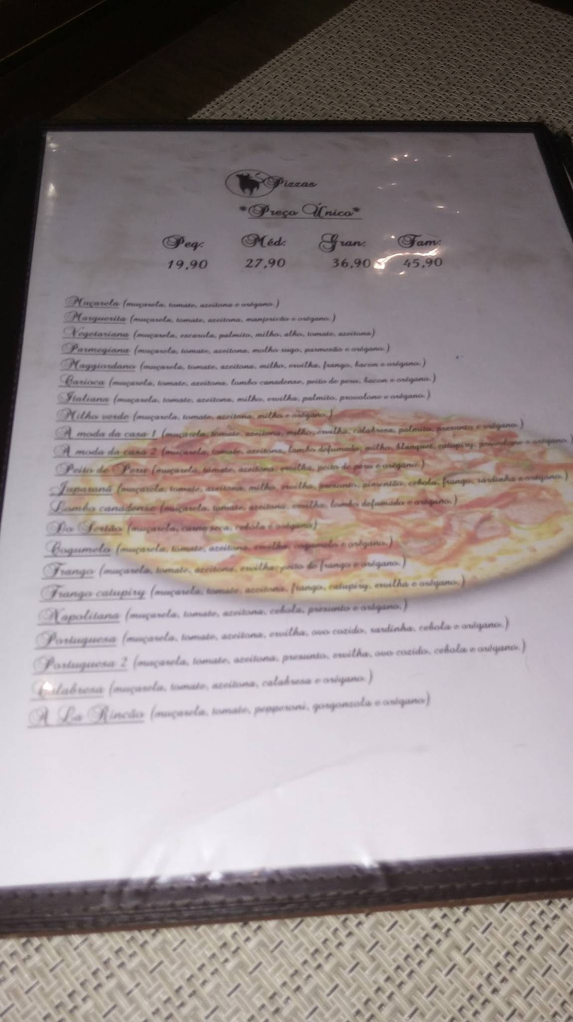 Rincão Gaúcho cardápio