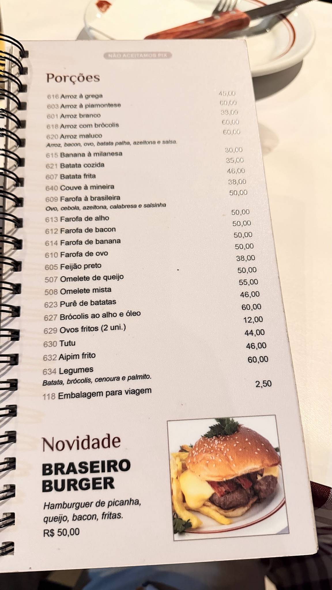 Braseiro da Gávea cardápio