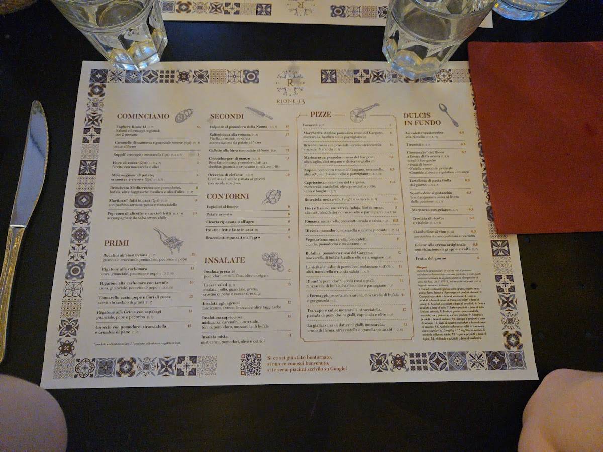 Menu di Rione 13 Ristorante 