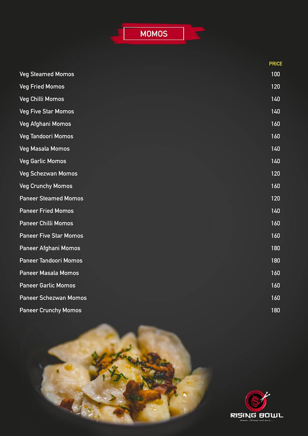 Rising Bowl menu