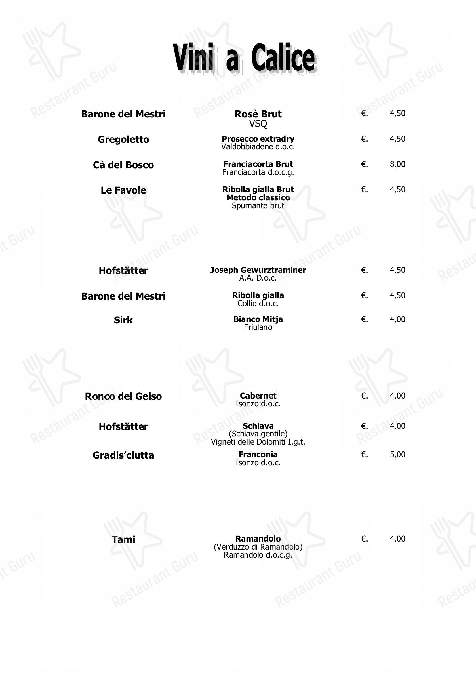Menu di Ristorante Al Castello - Основное меню