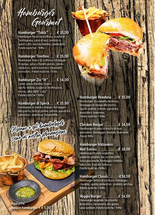 Menu di Al Tablá Pinzolo 