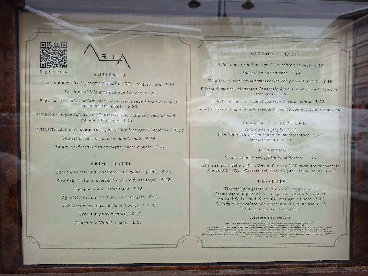 Menu di Ristorante Aria 