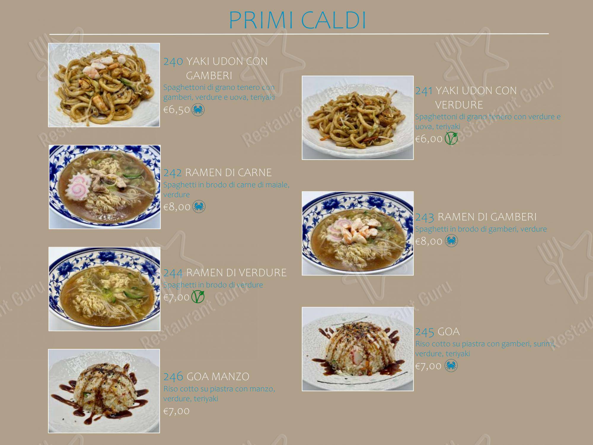 Menu per Ristorante Asia ristorante