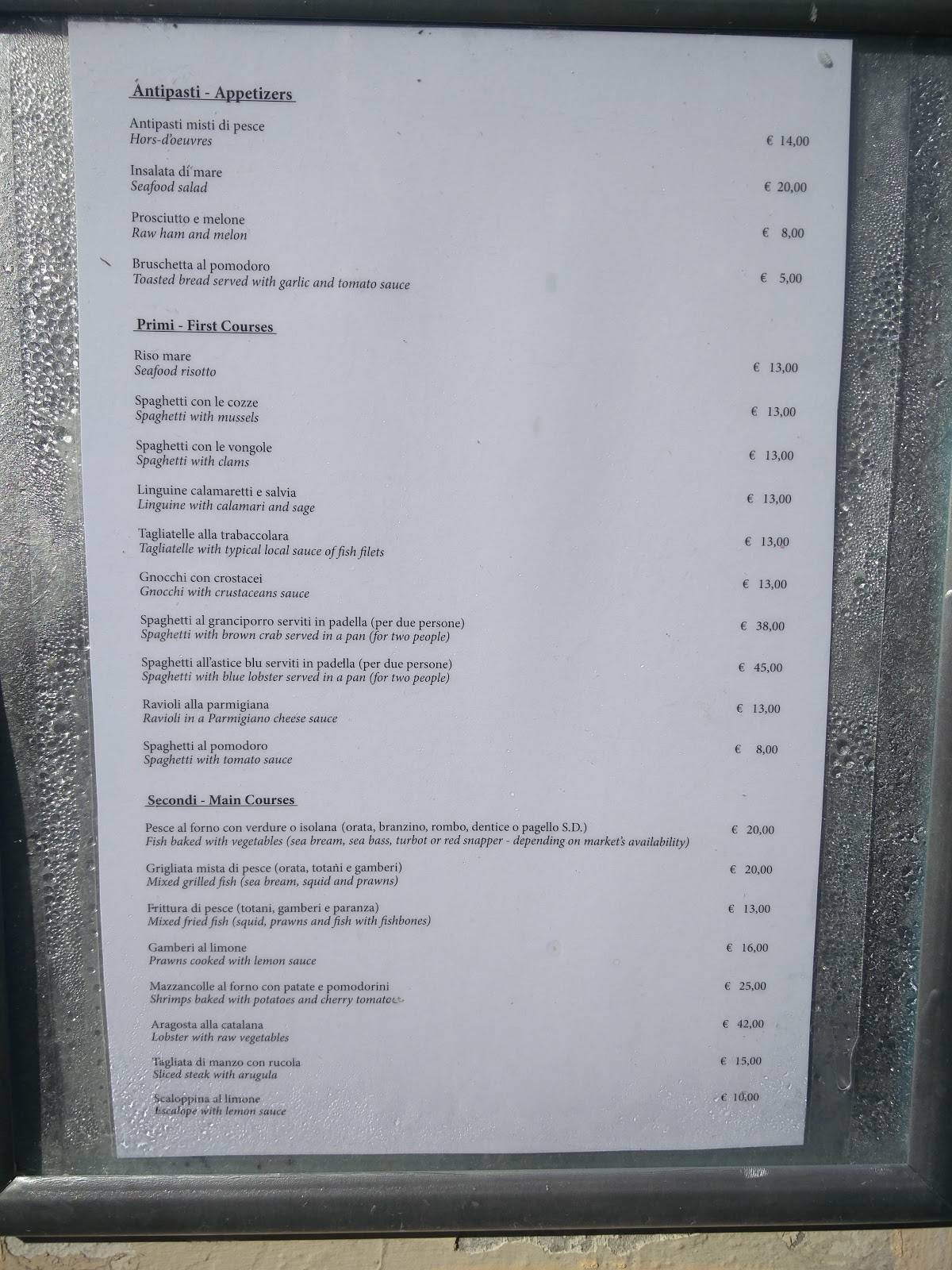Menu di Ristorante Cabreo 