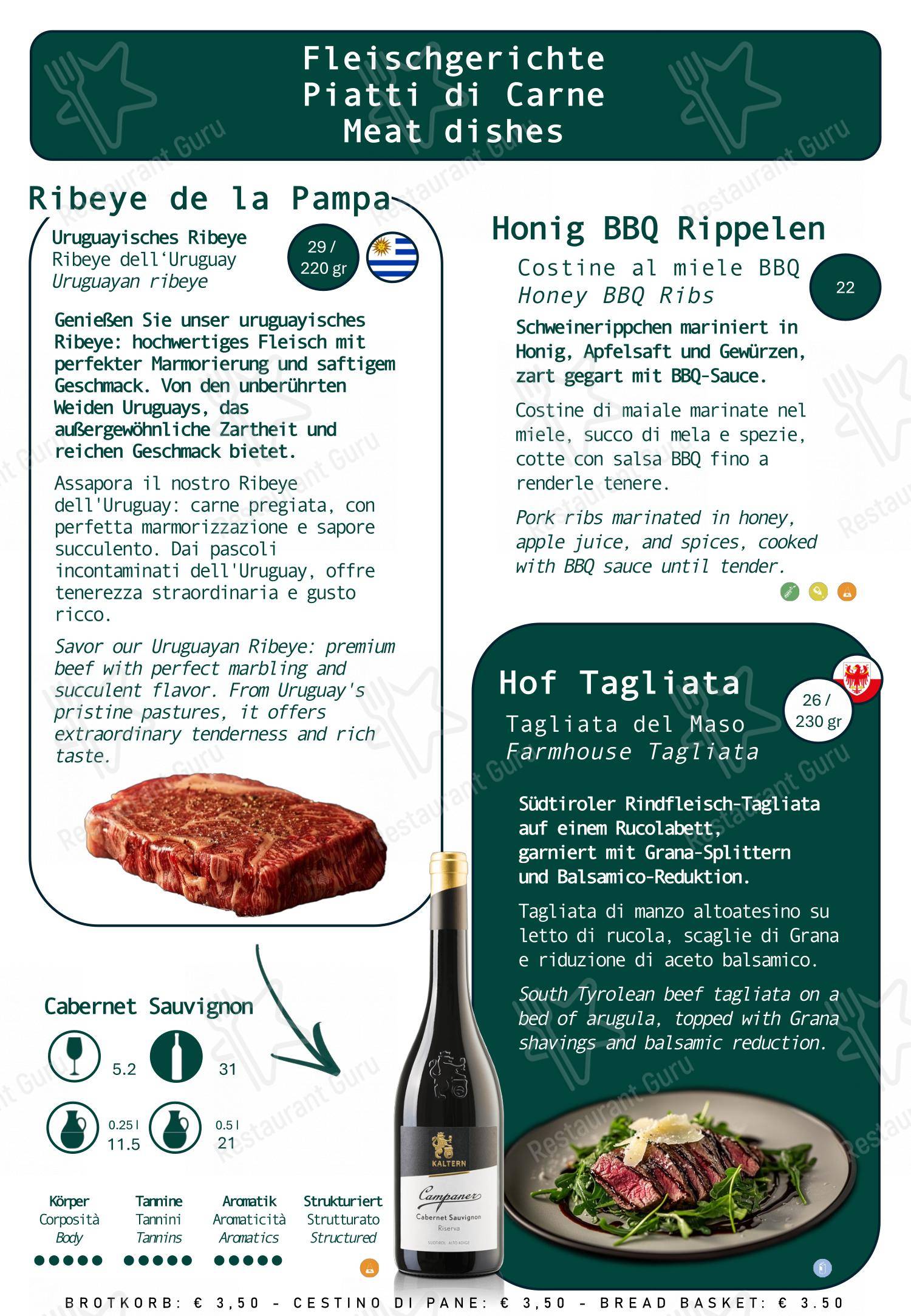 Ristorante Cafè Flora Alpin Roof in Fie allo Sciliar - Menu