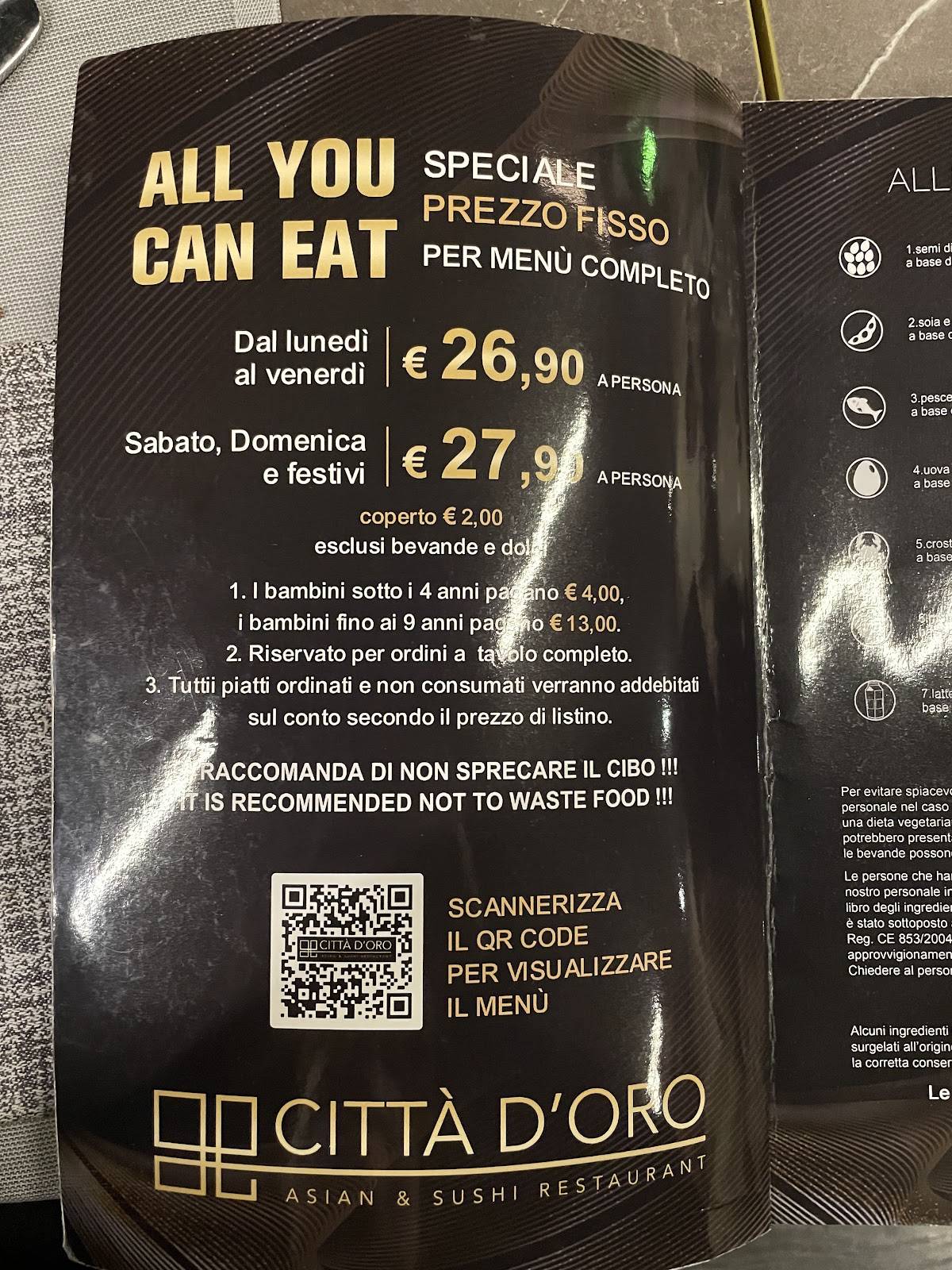 Menu di Ristorante Città D'oro 