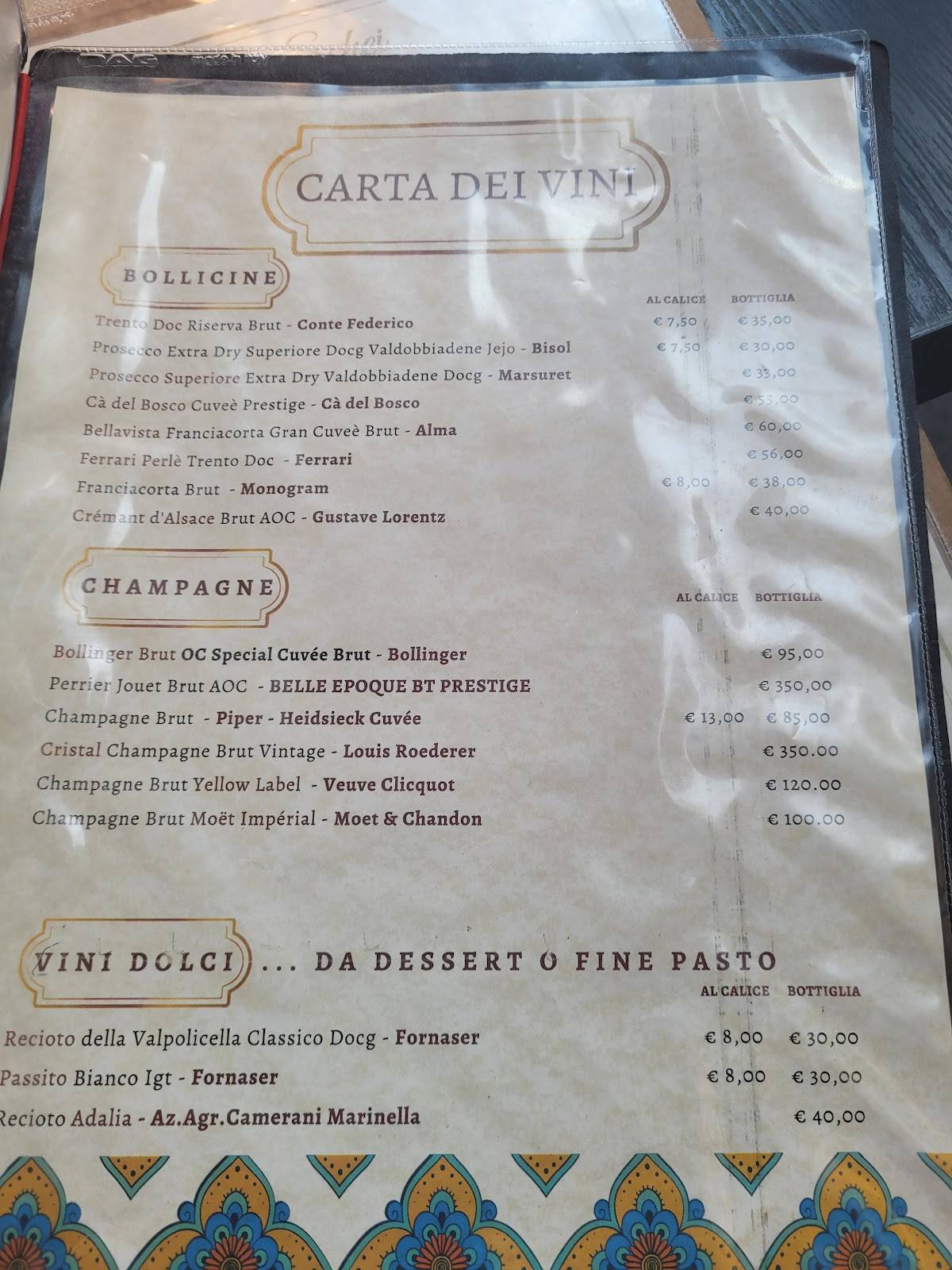 Menu di Osteria Du Schei 