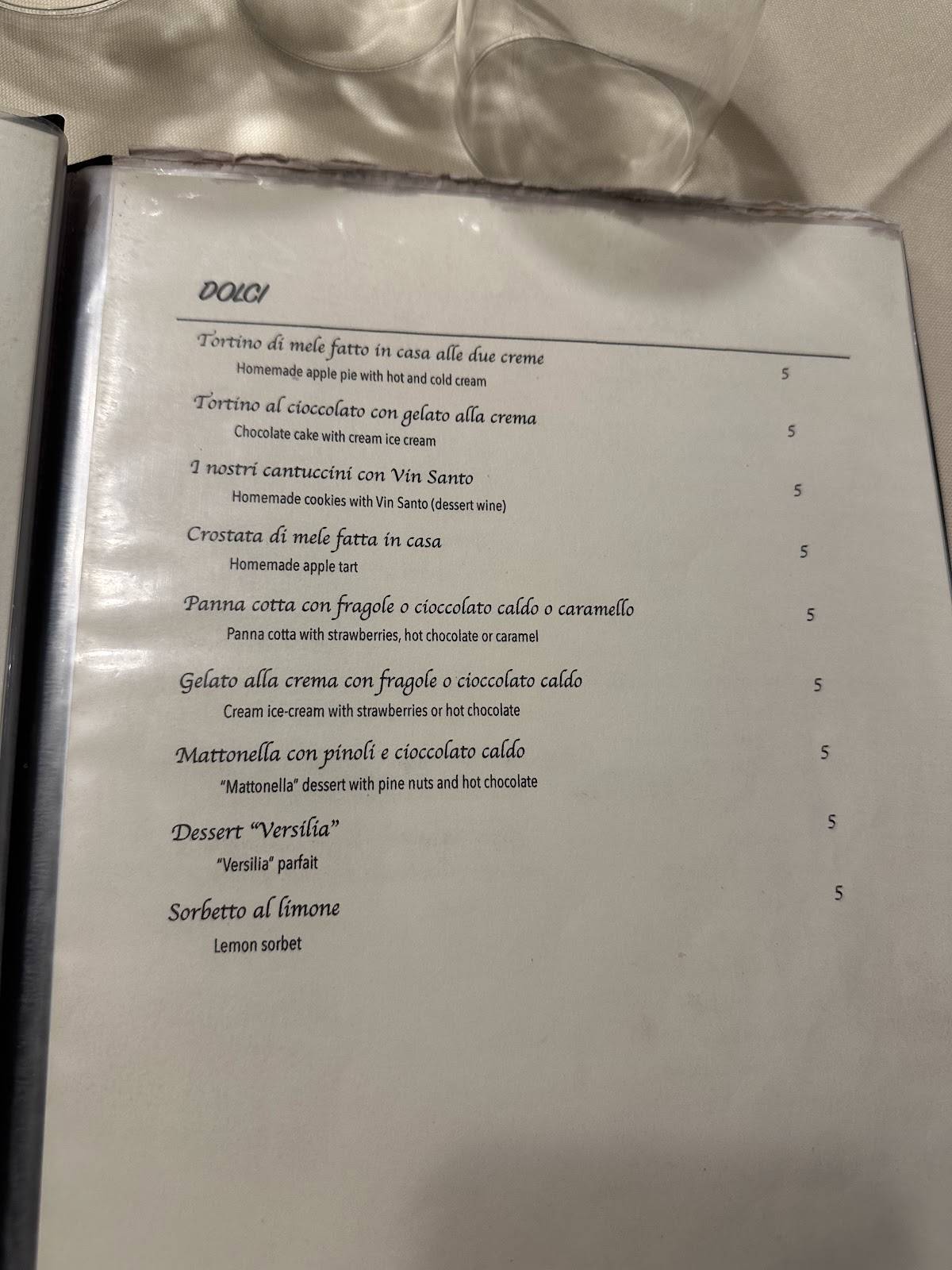 Menu di Ristorante Erasmo 