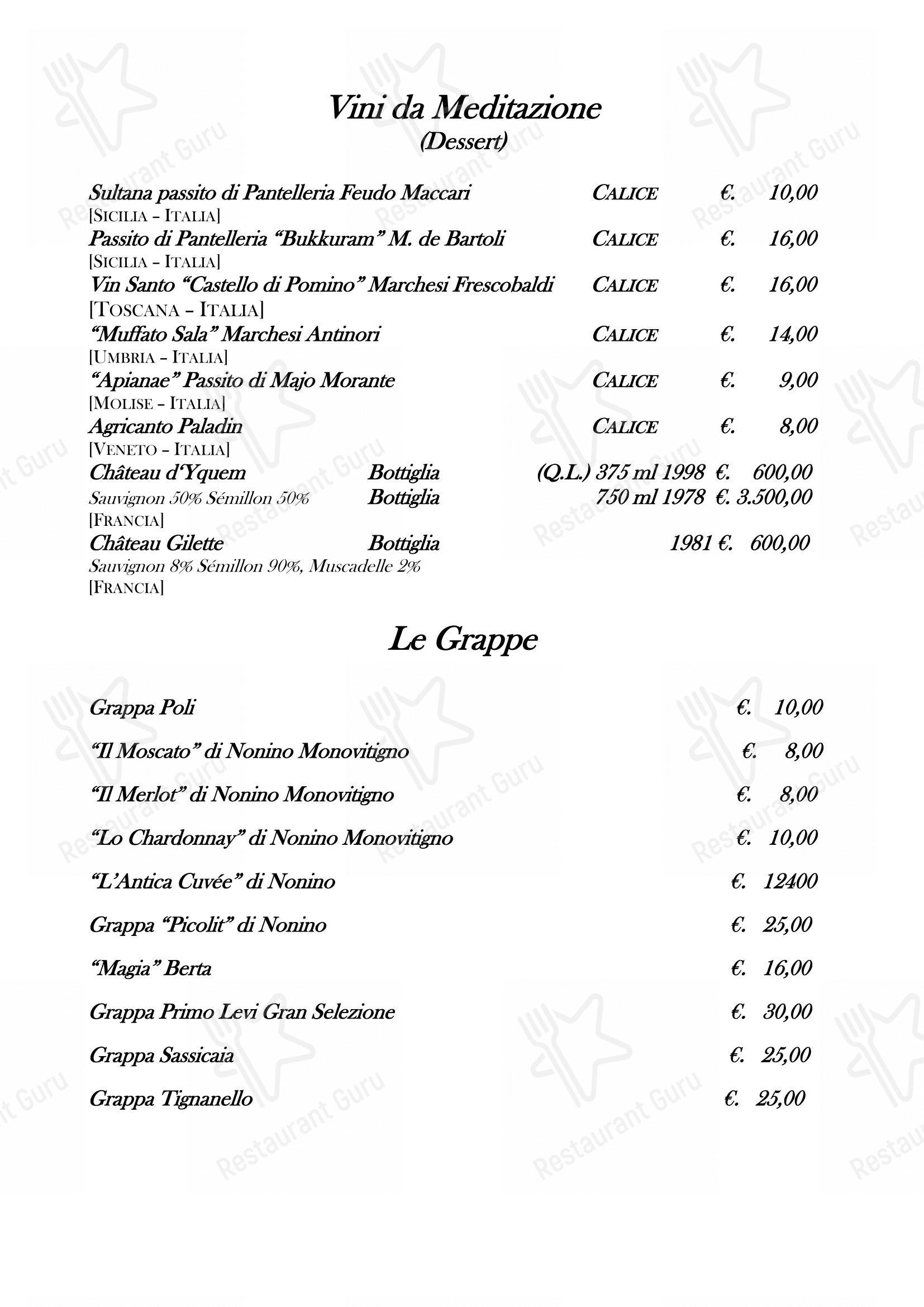 Menu bar per Ristorante Fortunato al Pantheon ristorante