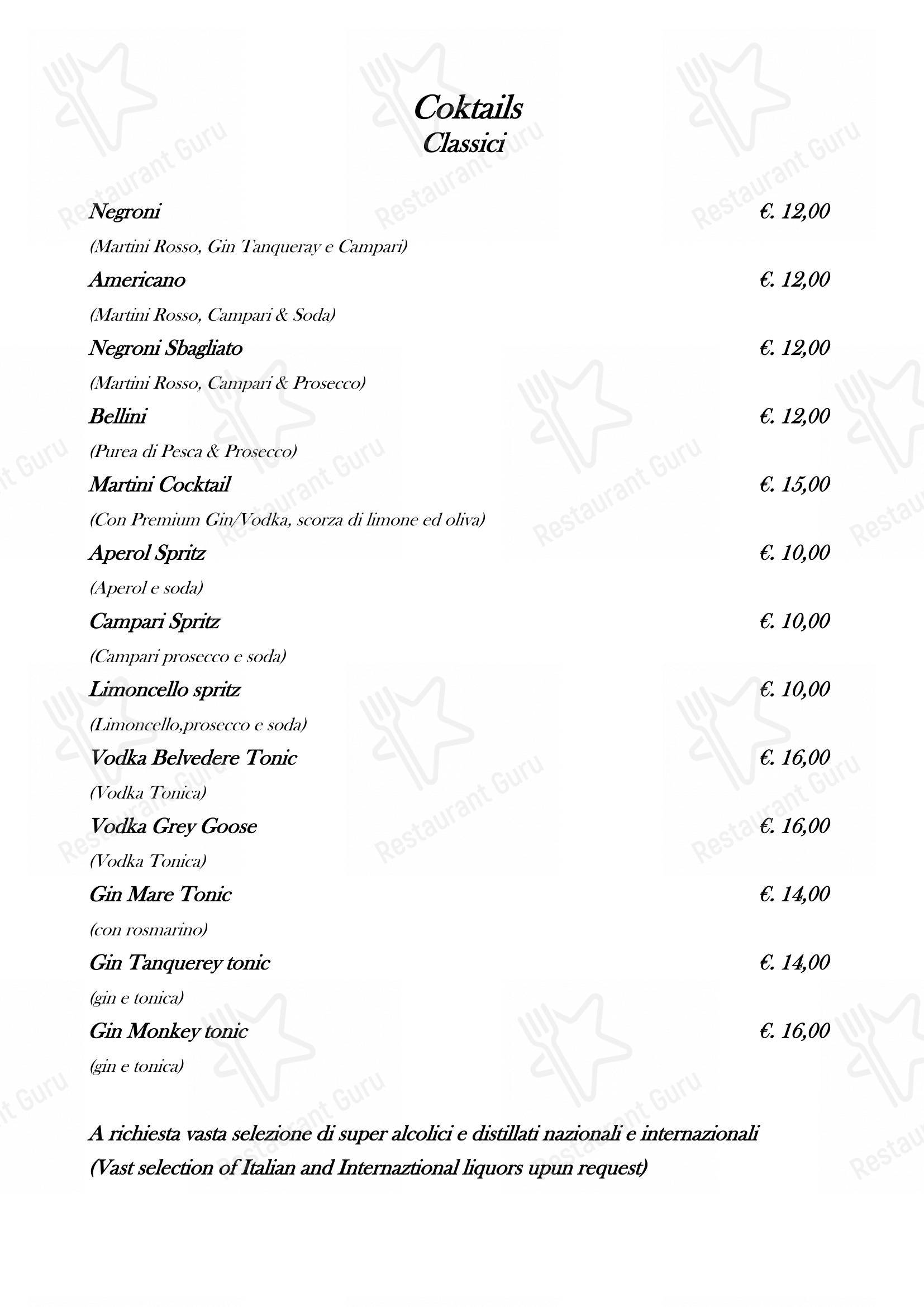Menu bar per Ristorante Fortunato al Pantheon in Roma