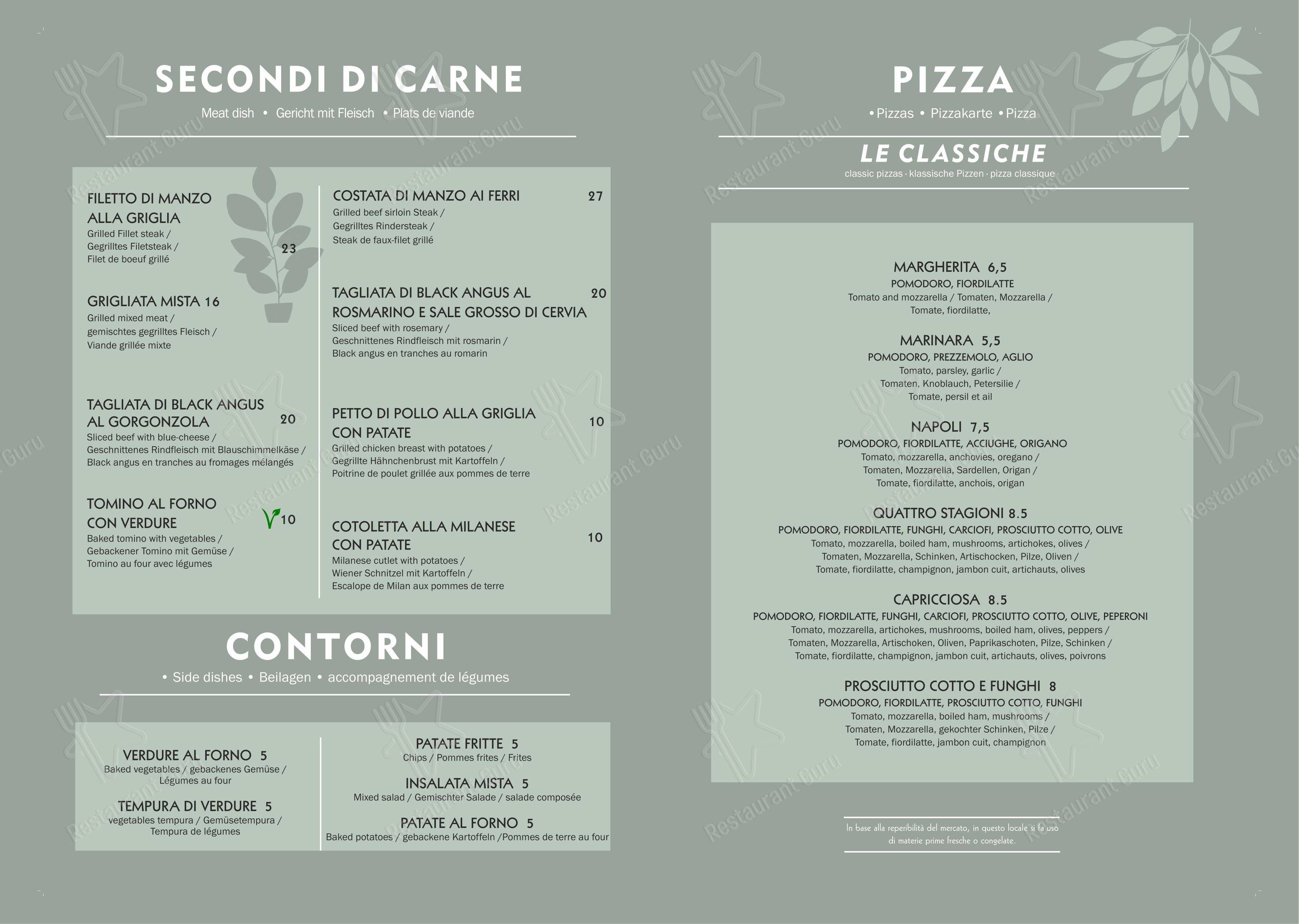 Ristorante Garden - Cucina & Pizza in Cailungo - Menu