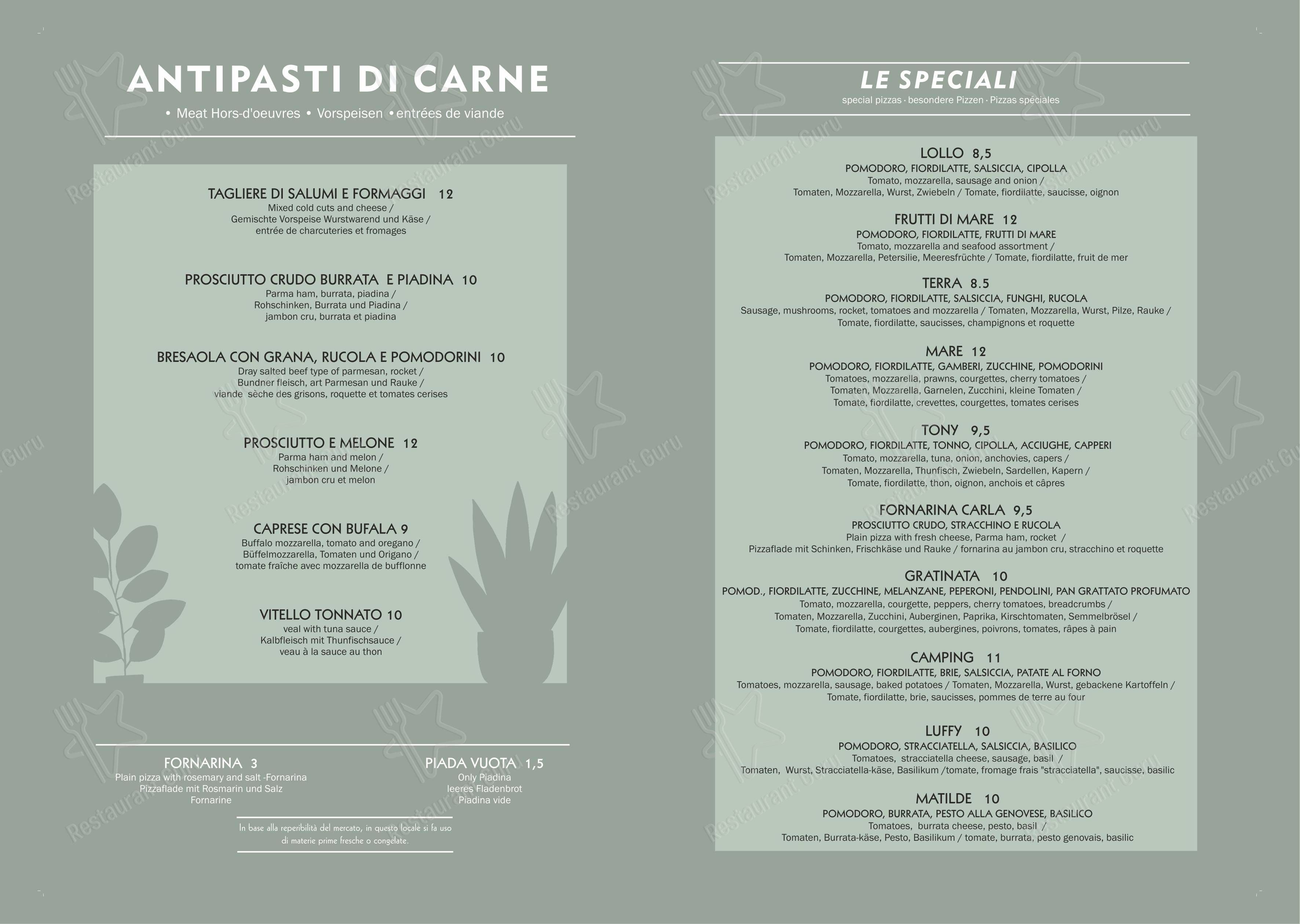 Ristorante Garden - Cucina & Pizza in Cailungo - Menu