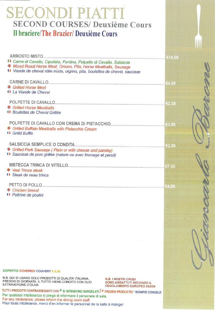 Menu di Ristorante Giancarlo Barone Acicastello 