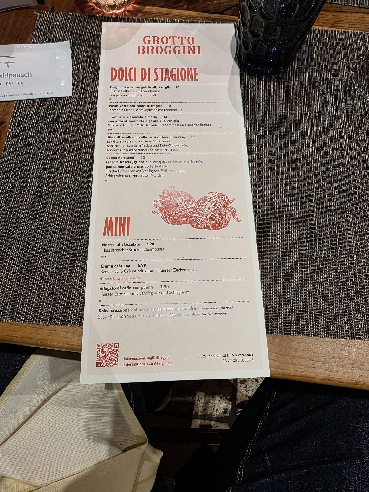 Menu di Ristorante Grotto Broggini 