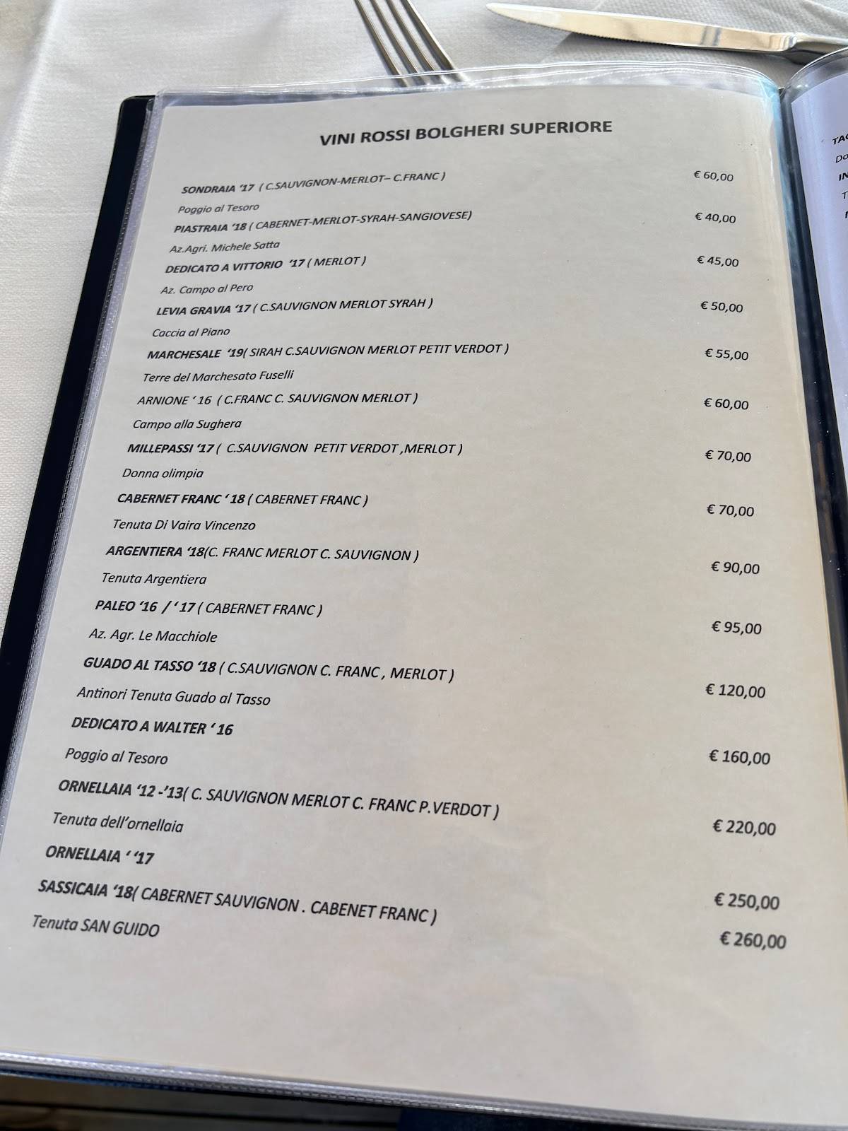Menu di Ristorante Il Poeta 