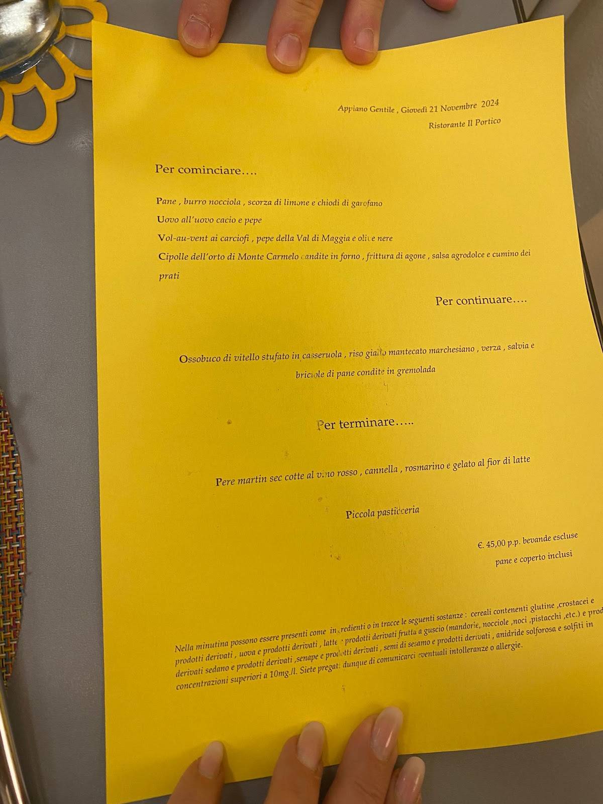 Menu di Ristorante Il Portico 