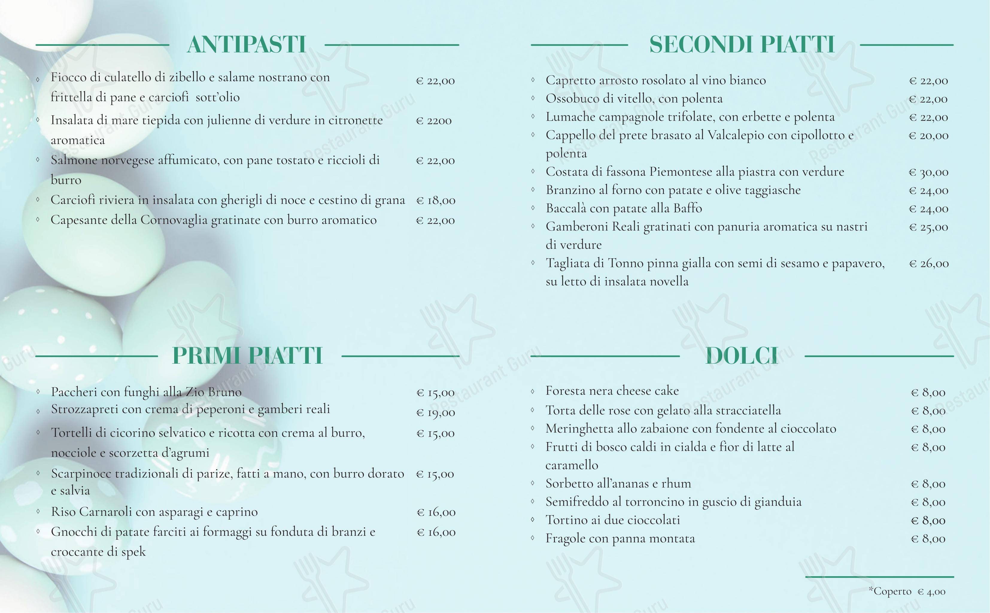 Menu di Ristorante Isola Zio Bruno - Menu bar