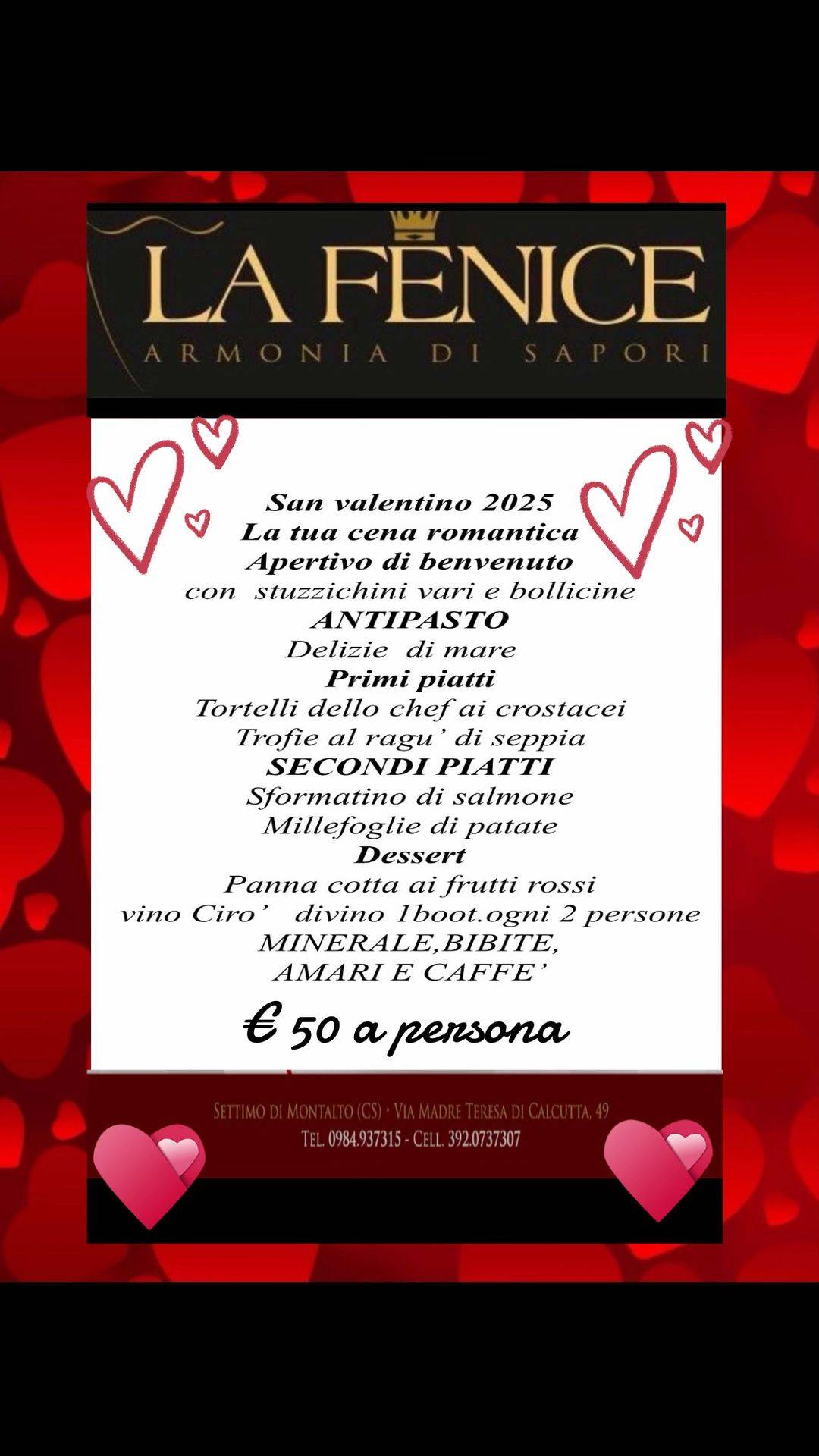 Menu di Ristorante La Fenice 