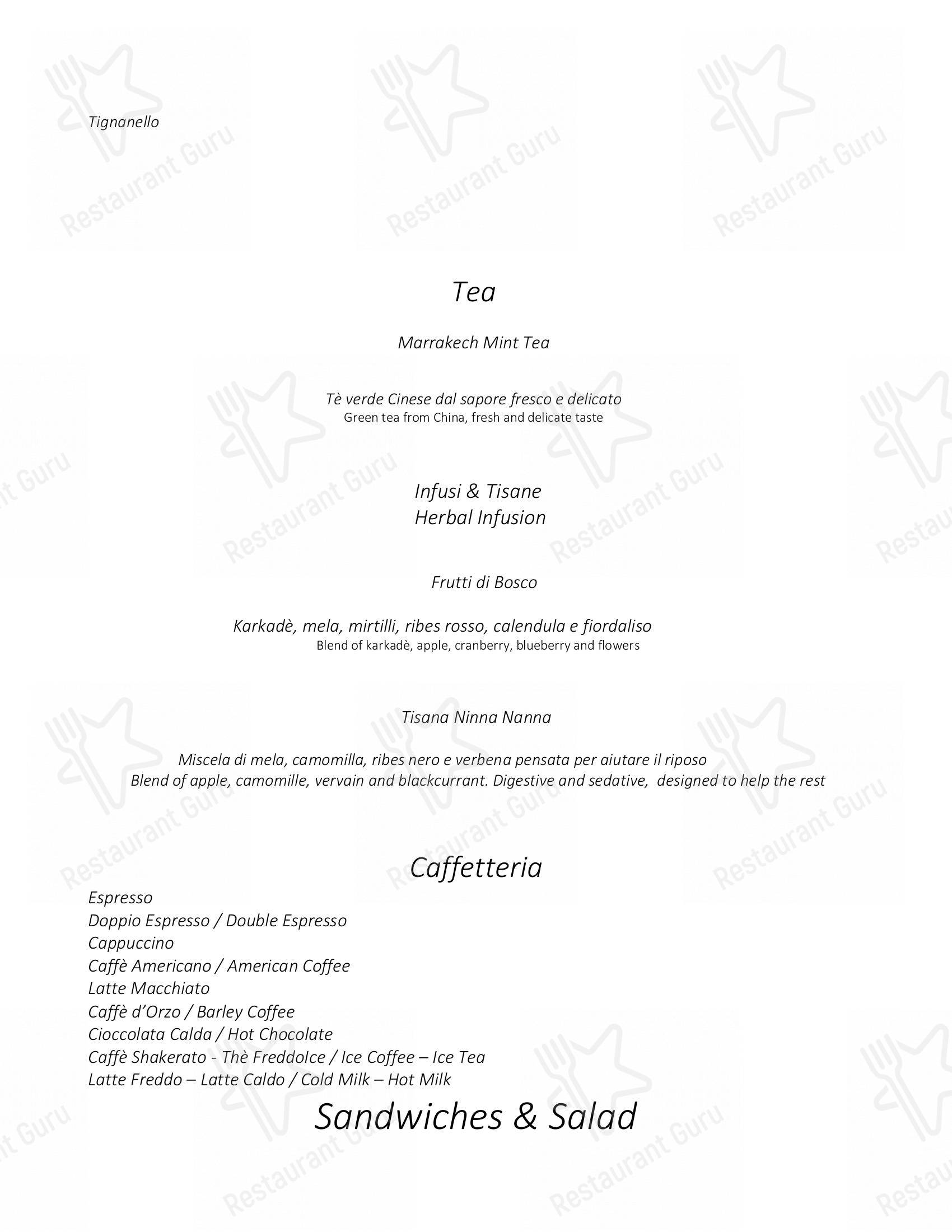 Menu per Ristorante La Terrazza at Villa Le Calvane in Montespertoli