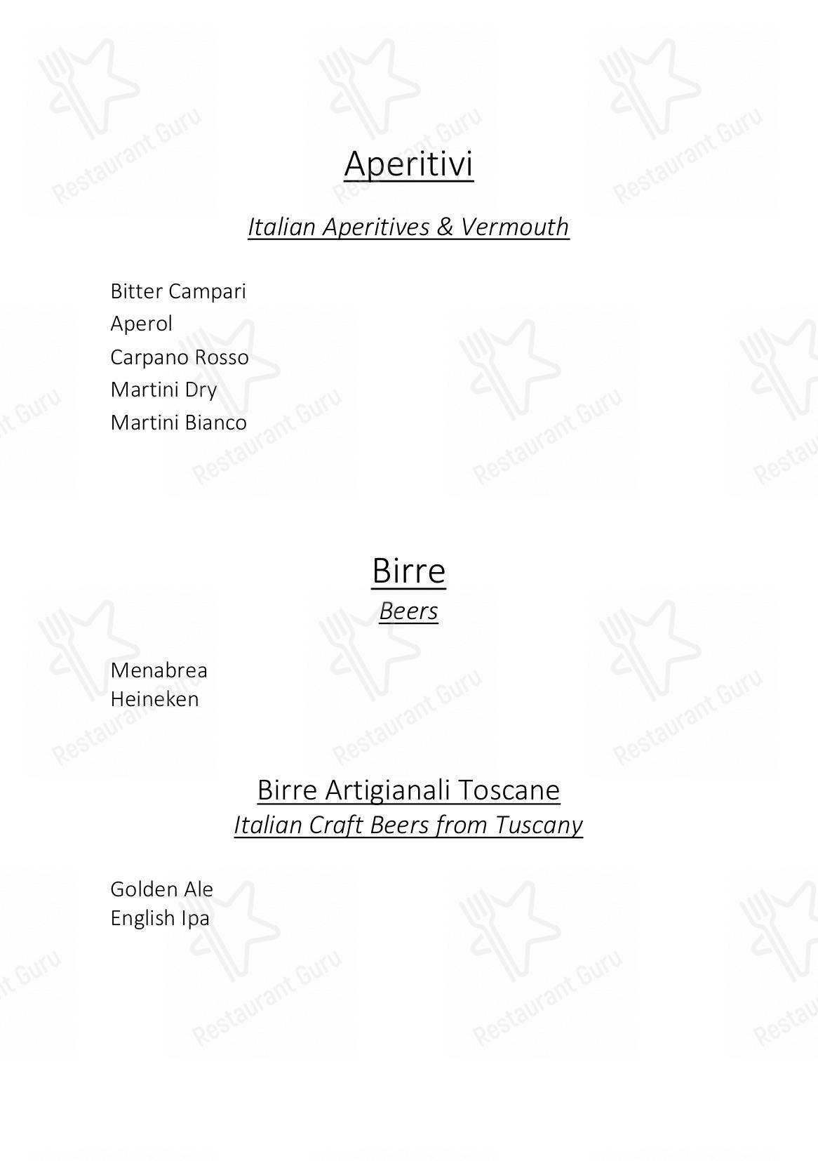 Ristorante La Terrazza at Villa Le Calvane in Montespertoli - Menu bar