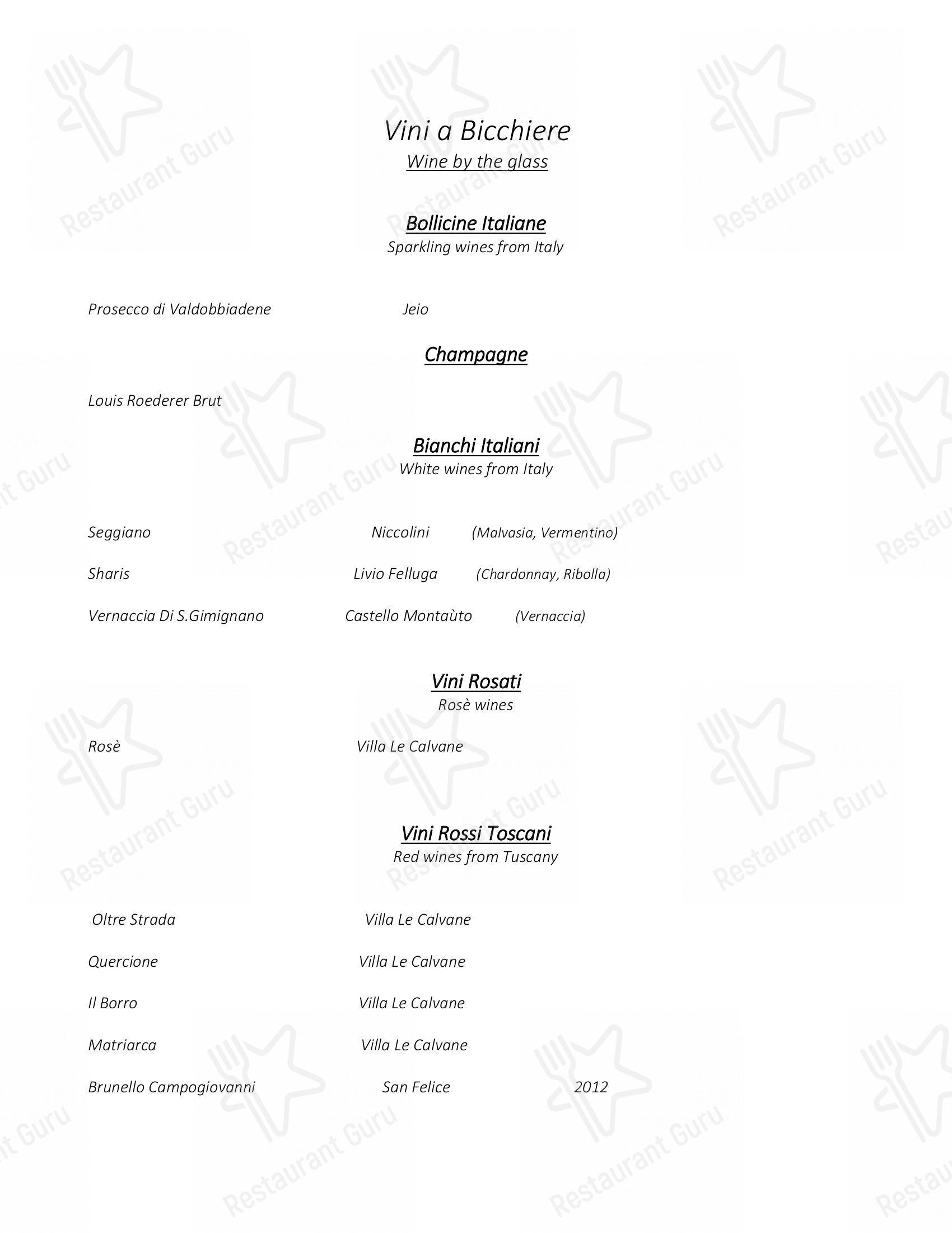Menu per Ristorante La Terrazza at Villa Le Calvane in Montespertoli