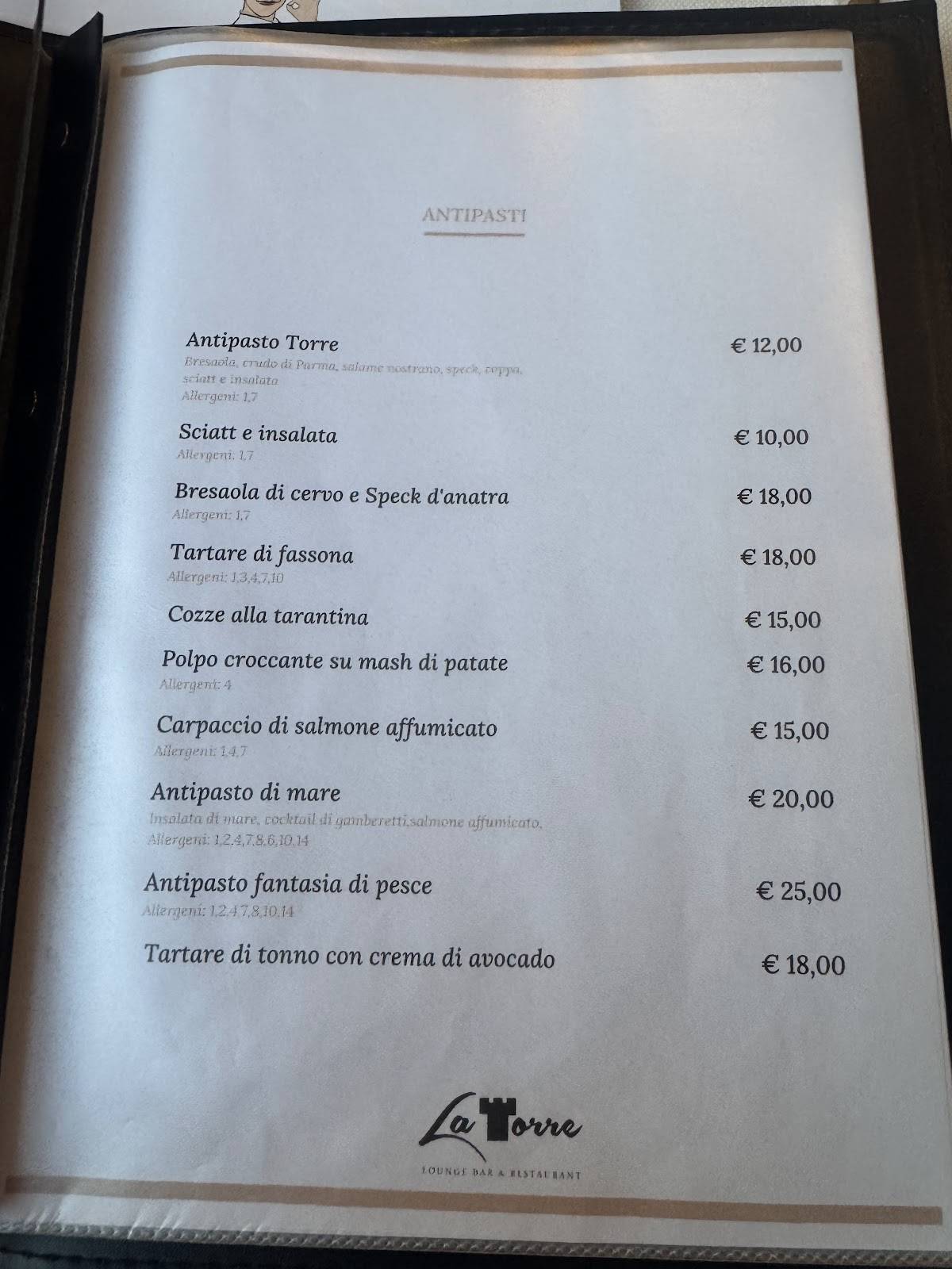 Menu di Ristorante La Torre 