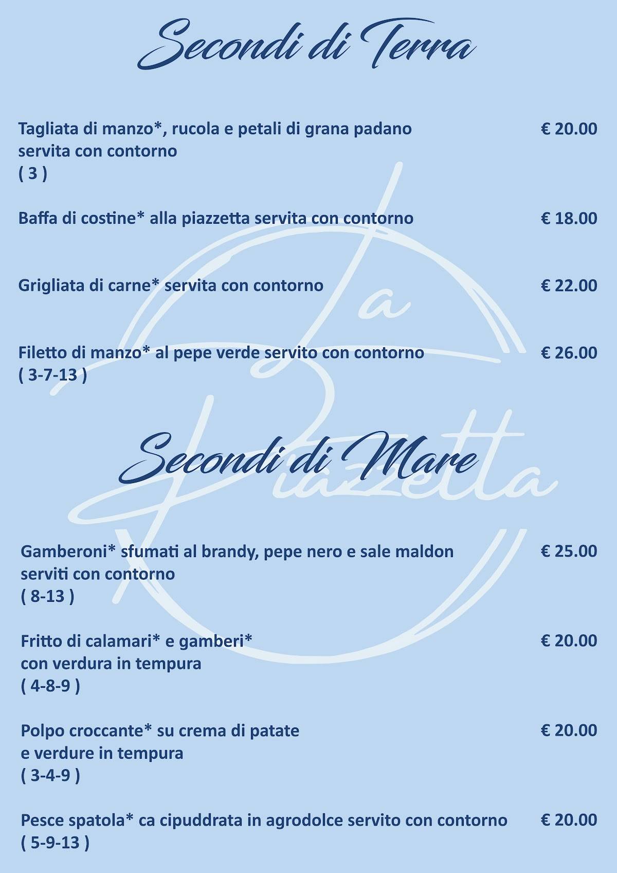 Menu di Ristorante La piazzetta 