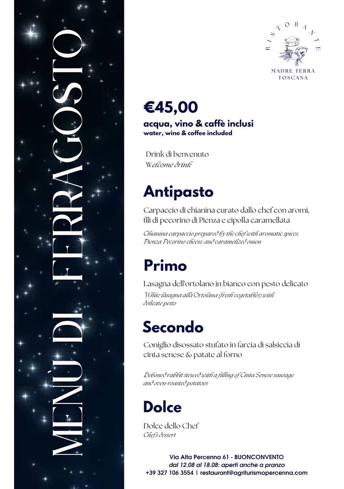 Menu di Ristorante Percenna 