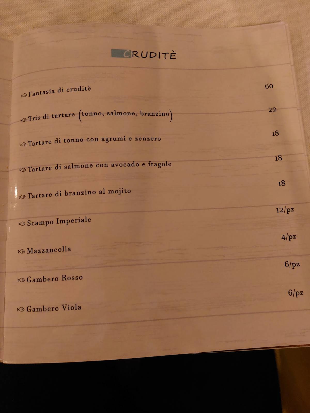 Menu di Ristorante Maresca 