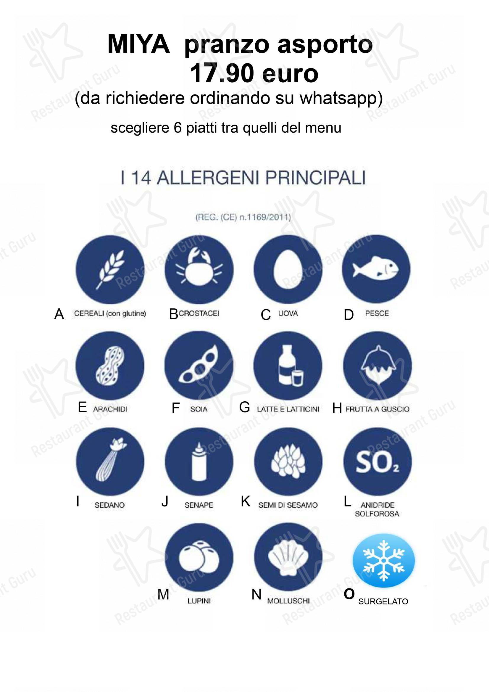 Menu di Ristorante Miya Sushi - Menu bar