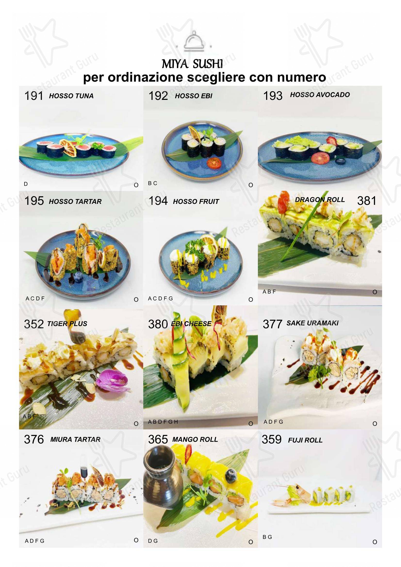 Menu bar per Ristorante Miya Sushi in Borgo San Dalmazzo