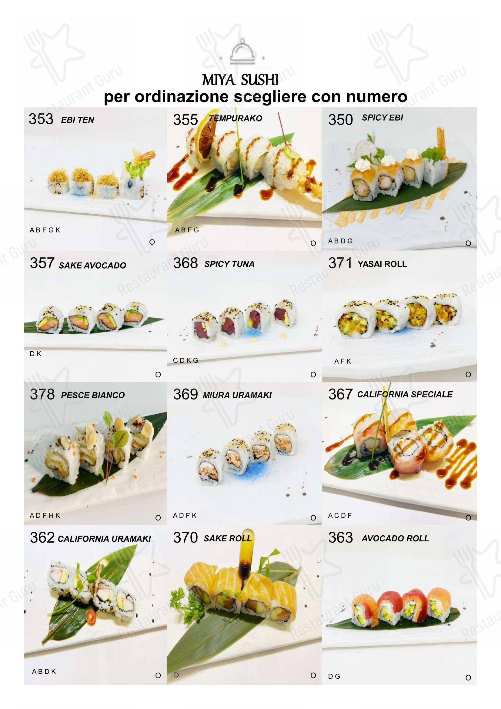 Menu bar per Ristorante Miya Sushi ristorante