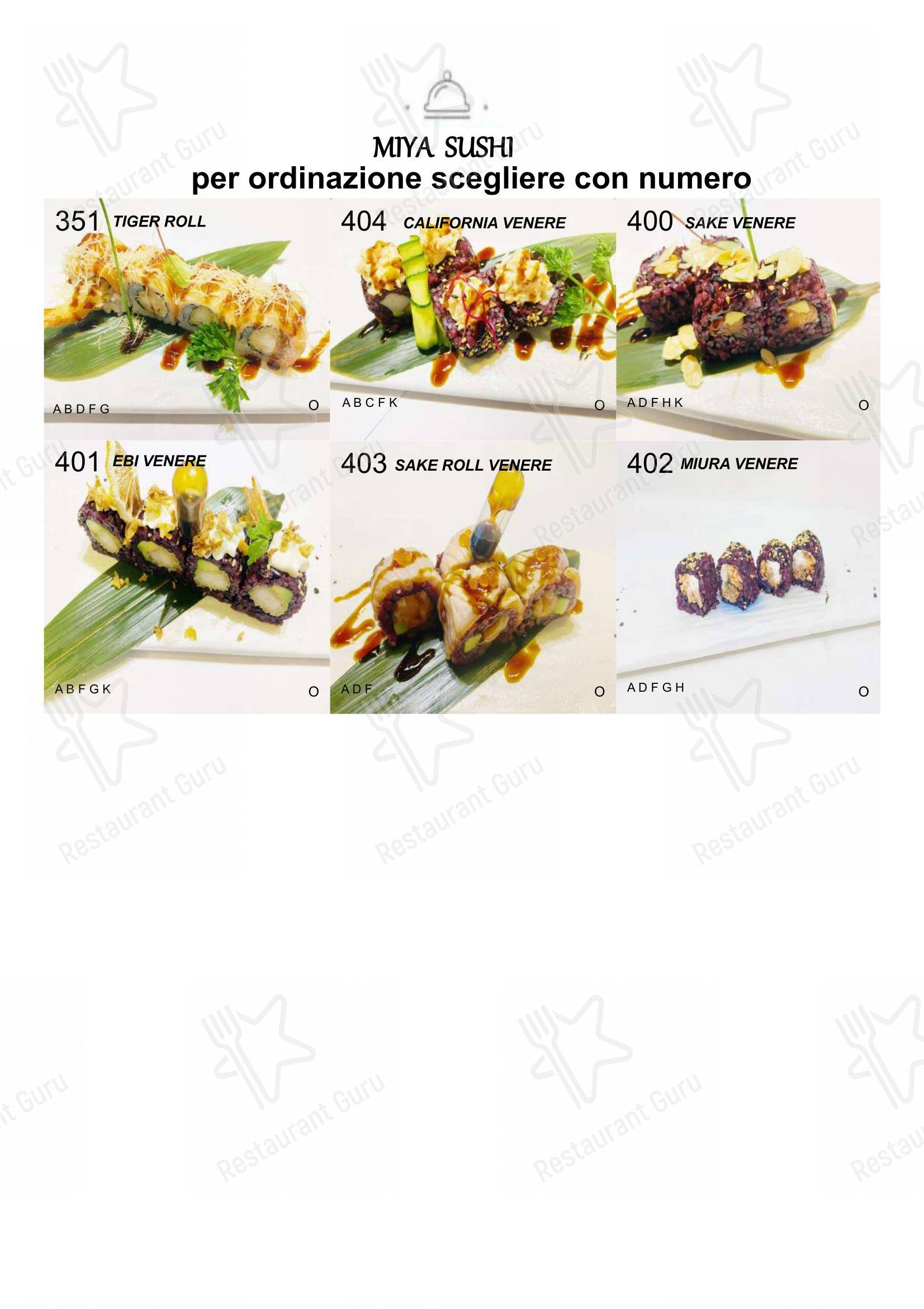 Menu bar per Ristorante Miya Sushi ristorante