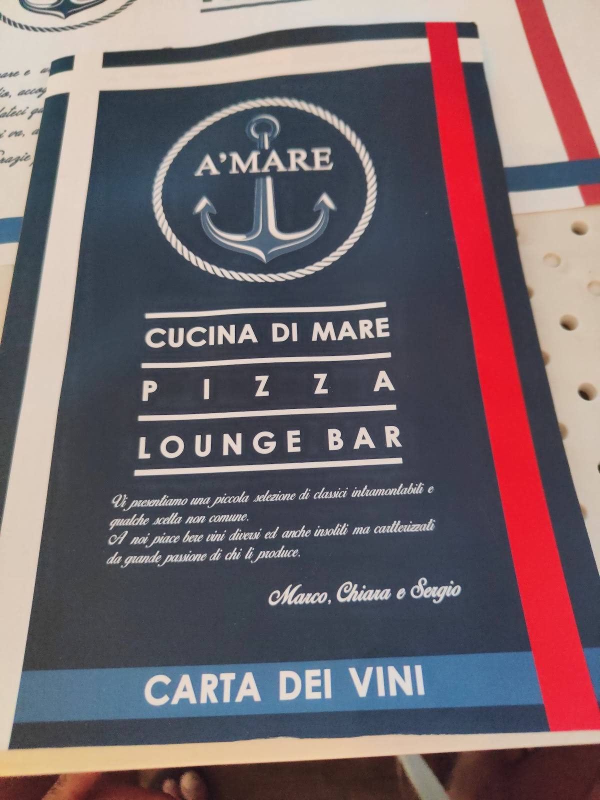 Menu di Ristorante Pizzeria A'Mare 