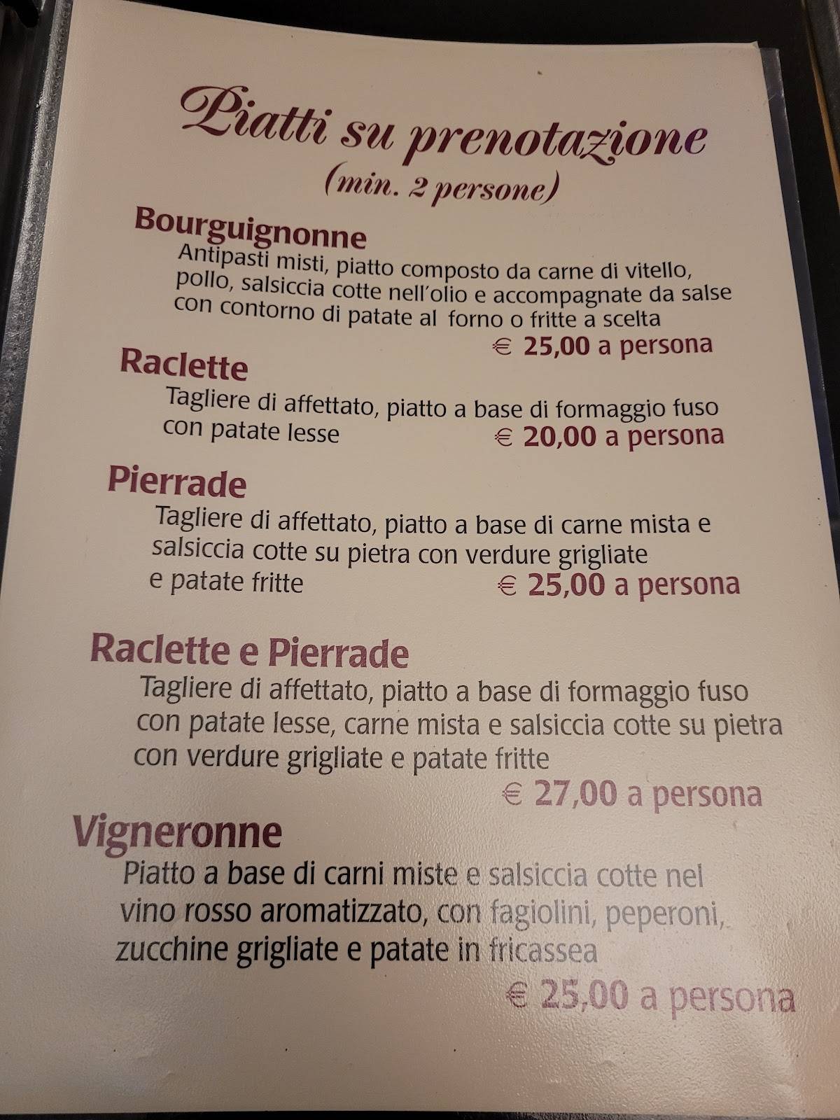 Menu di Ristorante Pizzeria Bar La Ruota 