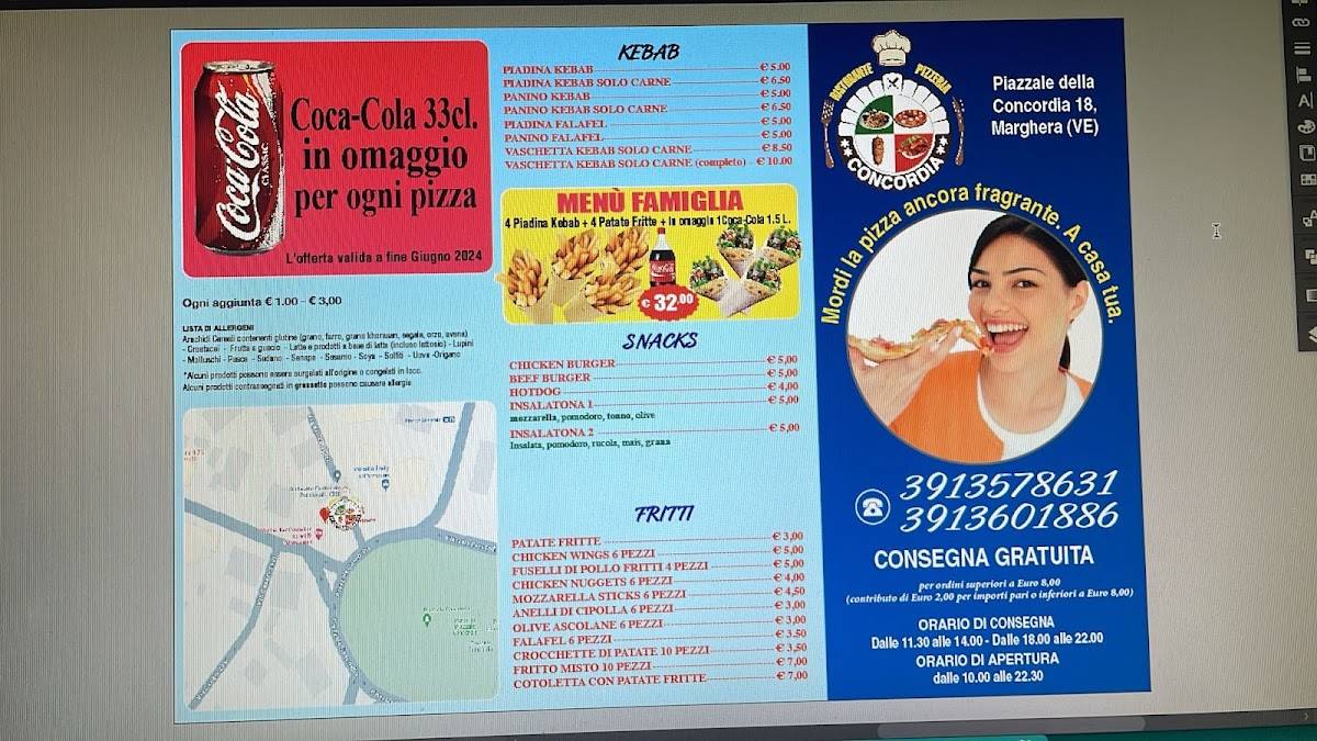 Menu di Ristorante Pizzeria Concordia 