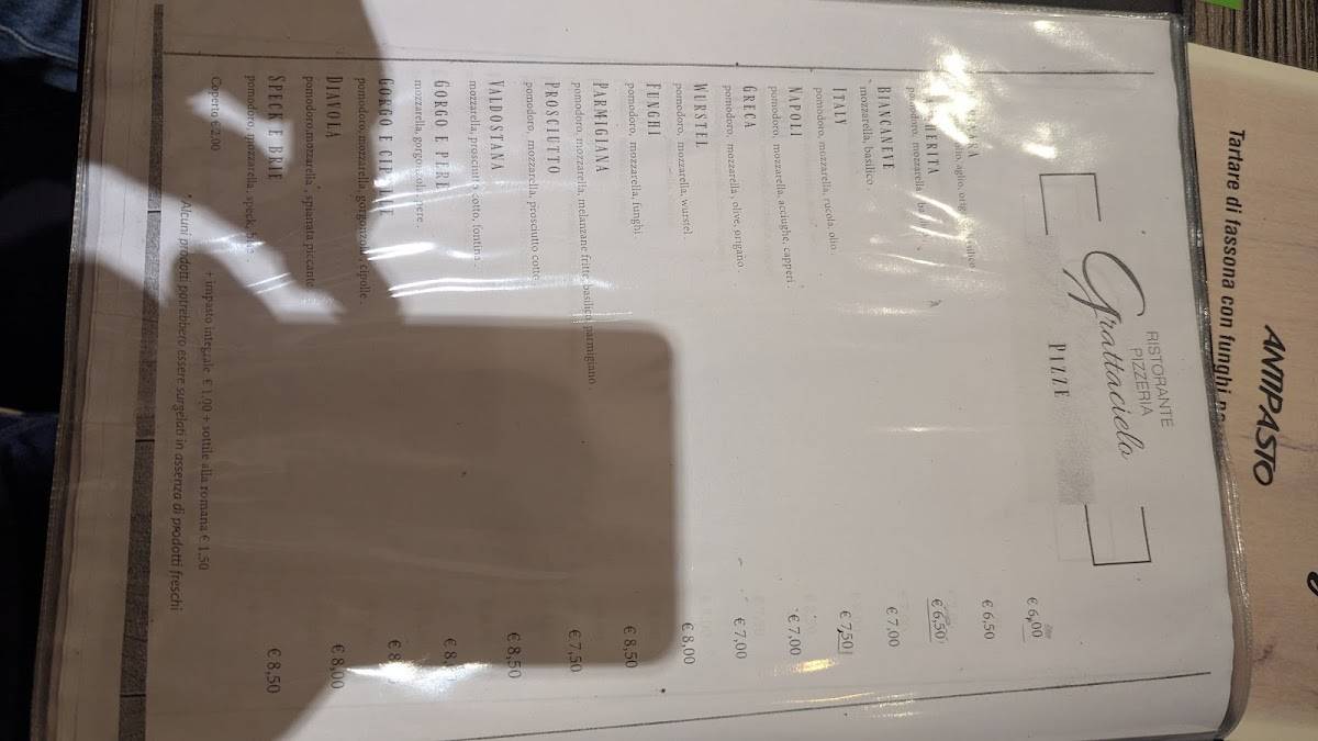 Menu di Ristorante Pizzeria Grattacielo 