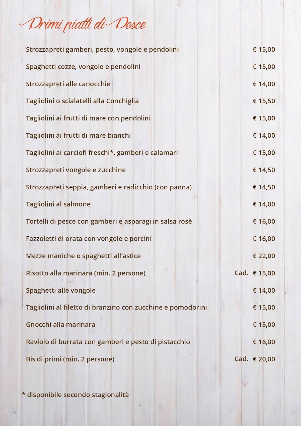 Menu di Ristorante La Conchiglia 