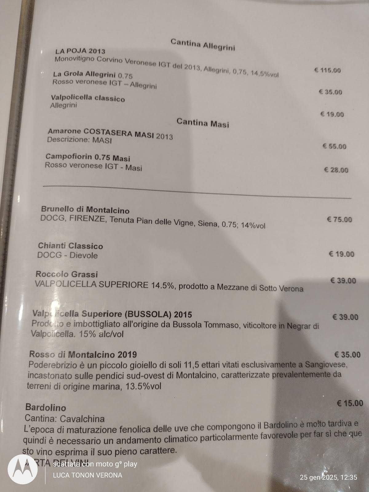 Menu da La Greca | Ristorante Pizzeria, Villafranca di Verona