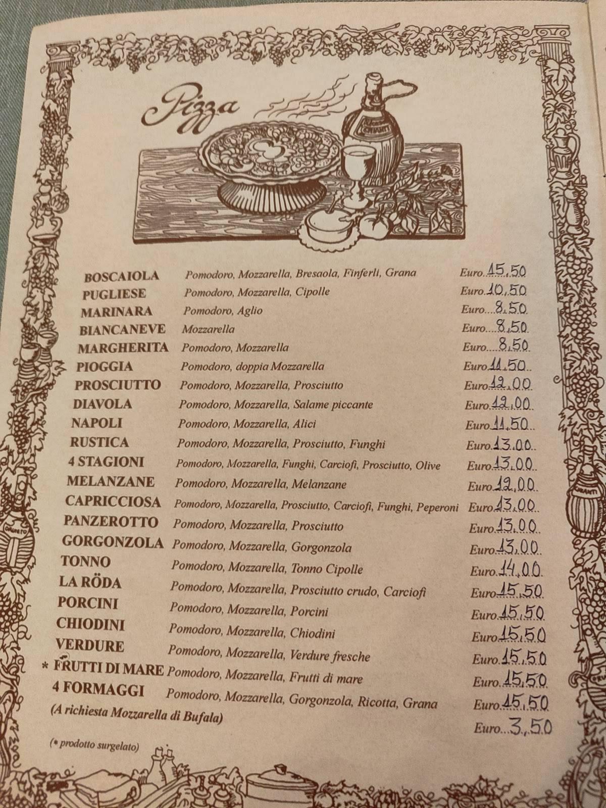 Menu di Ristorante Pizzeria La Roda 