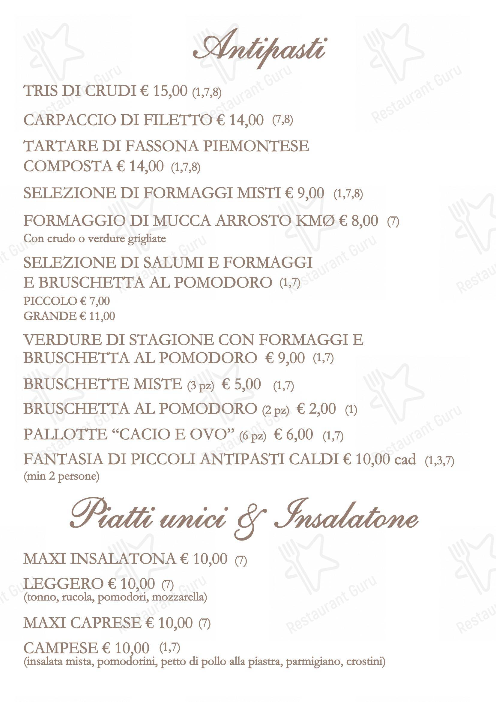Menu bar per Ristorante Ragno D'Oro ristorante